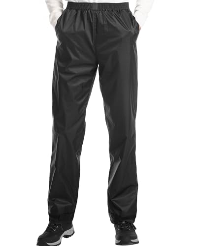 iCreek Regenhose Herren Wasserdicht Leichte Hose Fahrrad Trekking Outdoor atmungsaktiv Hose，Schwarz, Medium/28 Inseam von iCreek