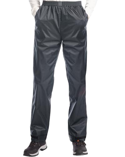 iCreek Regenhose Herren Wasserdicht Leichte Hose Fahrrad Trekking Outdoor atmungsaktiv Hose，Grau，X-Large/32 Inseam von iCreek