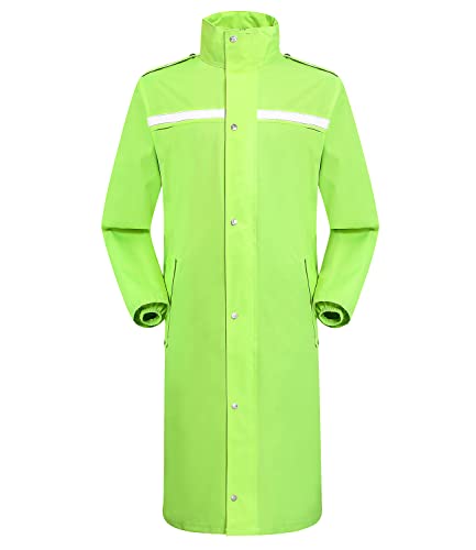 iCreek Regenmantel Wasserdichte lange Regenmanteljacke für Herren Leichte Regenbekleidung Reflektierende, wiederverwendbare Kapuze (XL, Grün) von iCreek