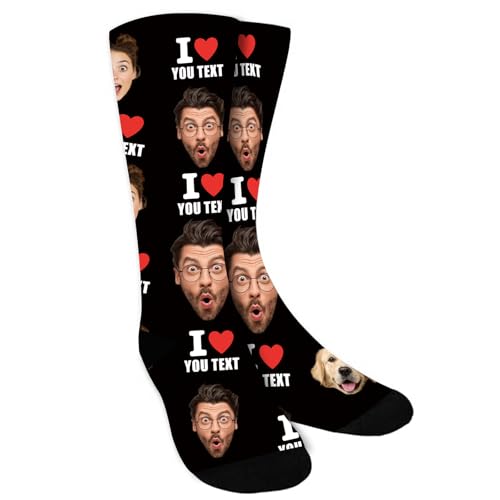iDIY Personalisierte Socken mit Foto Text– Socken mit Gesicht Personalisiert, Lustige Personalisierte Geschenke für Männer und Frauen von iDIY