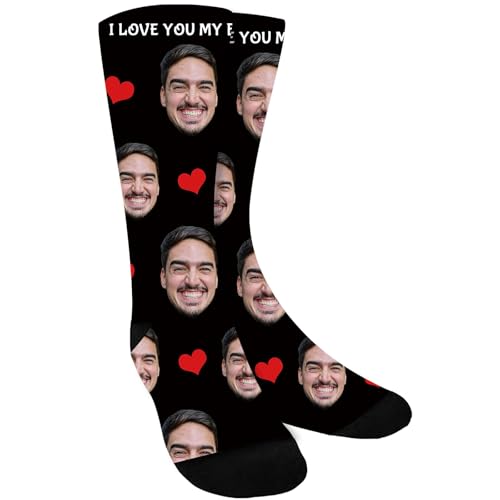 iDIY Personalisierte Socken personalisierte geschenke männer - mit eigenem gesicht socken Personalisierte Fotogeschenke für Frauen und Männer Geburtstage und Weihnachten-L von iDIY