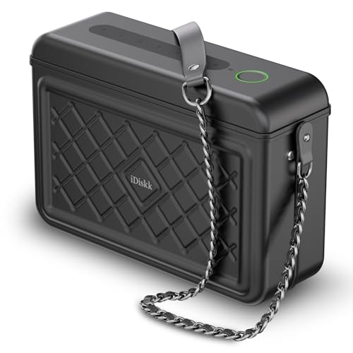 iDiskk MFi Zertifiziertes Aluminium Fingerprint & Password Elektronische Sicherheit Diebstahlsicherer Safe, innovative lockable Bag for women,Eingebauter Akku mit 8000 mAh,Find My,ideal gift von iDiskk