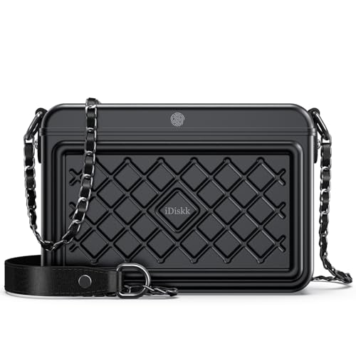 iDiskk Smart Box mit Fingerabdrücken und Passwortschloss, MFi-zertifiziert, FindMy Tracking, Diebstahlschutz, Schwarz von iDiskk