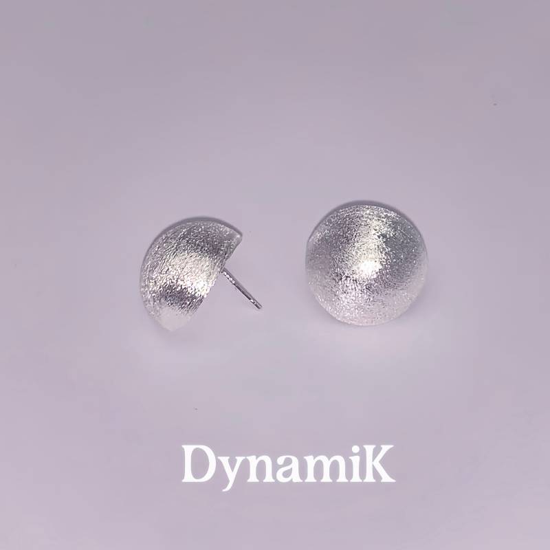 S925 Sterling Silver Unique Design Minimalist Style, Silver Matte Brushed Semi-Sphere Stud Earrings von iDynamiK