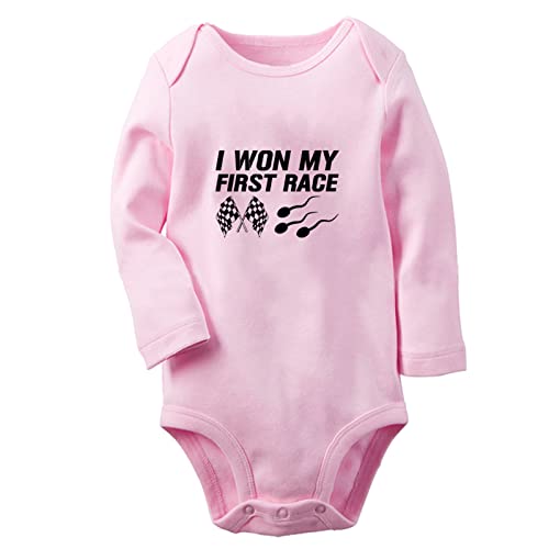 I Won My First Race Lustiger Strampler, neugeborene Baby Bodys, Säugling Overall Strampelhöschen, lange Outfits für Kinder von 0–12 Monaten von iDzn