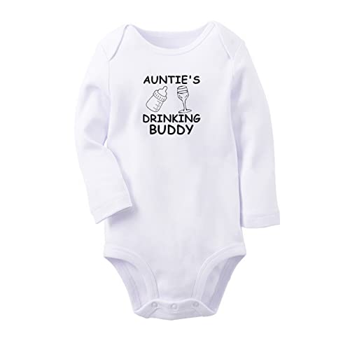 iDzn Auntie's Drinking Buddy Lustiger Strampler, neugeborene Baby Bodys, Säugling Overall, lange Outfits für Kinder von 0–12 Monaten von iDzn
