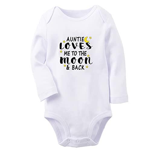 iDzn My Auntie Loves Me To The Moon and Back Lustiger Strampler, neugeborene Baby Bodys, Säugling Overall Strampelhöschen, lange Outfits für Kinder von 0–12 Monaten von iDzn