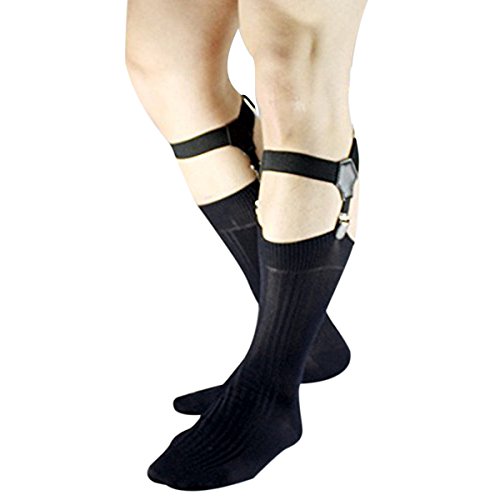 iEFiEL 1Paar Einstellbar Sockenhalter Herren Strumpfhalter Clips Strumpfbänder Socken Strumpf Garter Einstellbar Schwarz One Size von iEFiEL