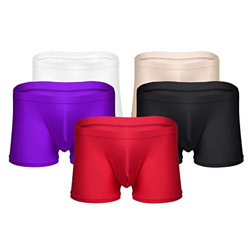 iEFiEL 5er Pack Boxershort Herren Shorts Basic Boxer Briefs Trunks Weich Retroshorts Männer Trunks Ice Seide Unterwäsche 5X Mehrfarbig XL von iEFiEL
