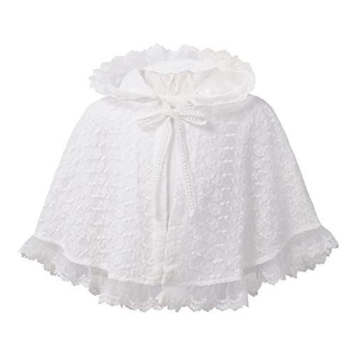 iEFiEL Mädchen Bolerojäckchen Kurz Umhang Elegant Strickjacke weiß Festlich Bolero Baby Baumwolle Hochzeits Jäckchen Langarmshirt Weiß Umhang 74 von iEFiEL