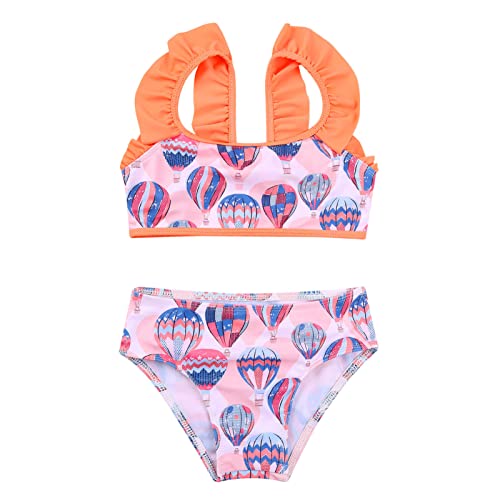 iEFiEL Mädchen Bikini mit Einhörner Meerjungfrau Badebekleidung Zweiteiler Badeanzug Bademode für Kleinkinder gr. 98-176 Rosa Orange 110-116 von iEFiEL