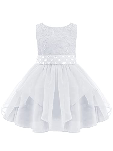 iEFiEL Babybekleidung Baby-Mädchen Prinzessin Kleid Festzug Taufkleid Hochzeit Partykleid Kurz Abendkleid X Weiß 104-110 von iEFiEL