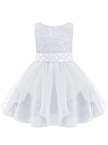 iEFiEL Babybekleidung Baby-Mädchen Prinzessin Kleid Festzug Taufkleid Hochzeit Partykleid Kurz Abendkleid X Weiß 92-98 von iEFiEL
