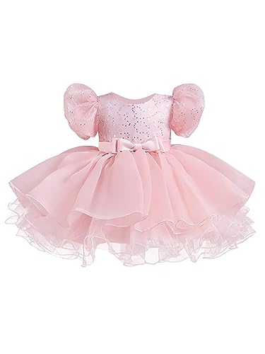 iEFiEL Babykleider Baby Kleider Mädchen Prinzessin Taufkleid Hochzeit Kleinkinder Festliche Kleider 62 68 74 80 86 92 A Rosa 80-86 von iEFiEL