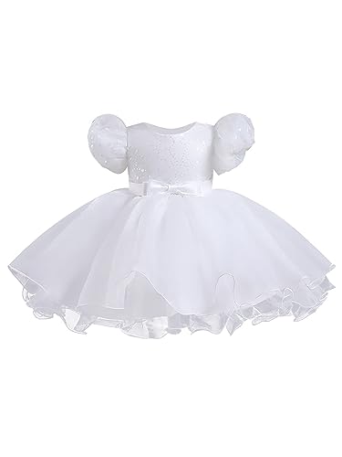 iEFiEL Babykleider Baby Kleider Mädchen Prinzessin Taufkleid Hochzeit Kleinkinder Festliche Kleider 62 68 74 80 86 92 X Weiß 80-86 von iEFiEL