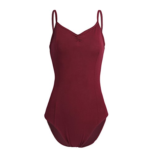 iEFiEL Damen Ballettanzug Body Top Unterhemd Ballett Trikot Bodysuit Achselhemd mit Spaghettiträgern (M, Burgundy (5C-122)) von iEFiEL