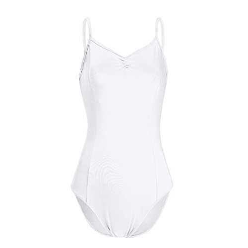 iEFiEL Damen Ballettanzug Body Top Unterhemd Ballett Trikot Bodysuit Achselhemd mit Spaghettiträgern (M, Weiß (5C-122)) von iEFiEL