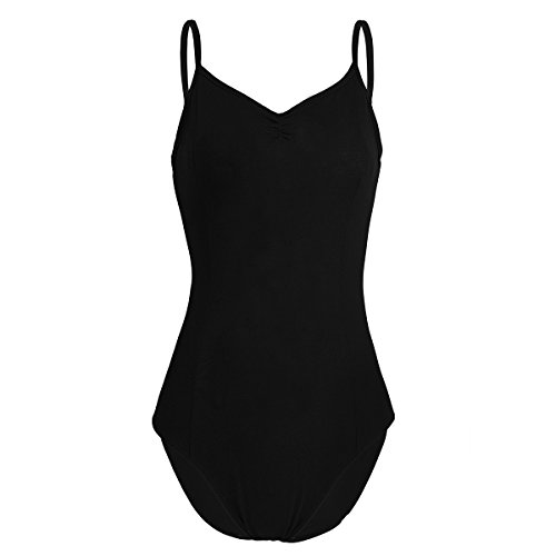 iEFiEL Damen Ballettanzug Body Top Unterhemd Ballett Trikot Bodysuit Achselhemd mit Spaghettiträgern (S, Schwarz (5C-122)) von iEFiEL