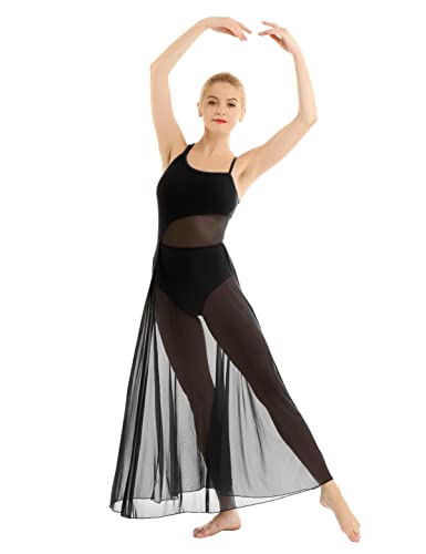 iEFiEL Damen Ballettkleid Ballett Trikot Lyrisch Kleid mit Asymmetrisch Schlitz Tanzrock Latin Tanzkleider Leotard Mesh Träger Kleider Schwarz A L iEFiEL Damen Ballettkleid Ballett Trikot Lyrisch Kleid mit Asymmetrisch Schlitz Tanzrock Latin Tanzkleider Leotard Mesh Träger Kleider Schwarz A L von iEFiEL
