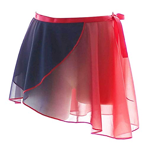 iEFiEL Damen Ballettrock Wickelrock Ballett Chiffon Röckchen Mädchen Ballett Kleidung Tanzrock Trikot Tanz Kostüm in weiß, schwarz, weinrot X Schwarz Rot One Size von iEFiEL