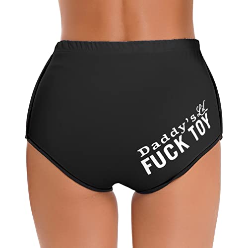 iEFiEL Damen Baumwolle Slips Low Rise Unterhosen - Yes Daddy? - Panties Frauen Soft Unterwäsche Erotik Reizwäsche S M L XL X Schwarz S von iEFiEL