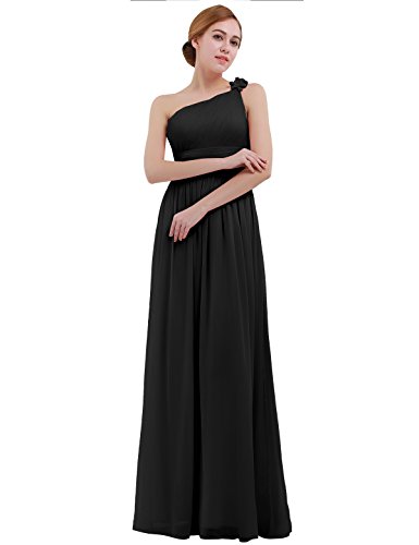 iEFiEL Damen Elegant Chiffon Kleid festlich Sommerkleid Partykleid Hochzeit Kleid langes Cocktailkleid Gr. 34-46 Schwarz 36 von iEFiEL