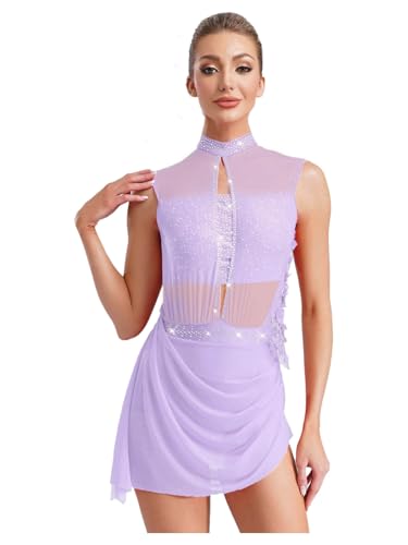 iEFiEL Damen Glitzer Eiskunstlauf Kleid Transparent Latein Tanzkleid Rückenfrei Ballett Samba Tanzkleidung Rollkunstlauf Kürkleid Turnanzug Helles Lila S iEFiEL Damen Glitzer Eiskunstlauf Kleid Transparent Latein Tanzkleid Rückenfrei Ballett Samba Tanzkleidung Rollkunstlauf Kürkleid Turnanzug Helles Lila S von iEFiEL