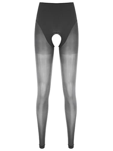 iEFiEL Damen Legging Nylon Strumpfhose Lang Hosen Offenen Schritt Unterhosen Shiny Socken Strümpfe Pantyhose A Schwarz Einheitsgröße von iEFiEL