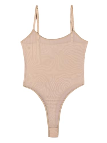 iEFiEL Damen Mesh Body Transparent Bodysuit Träger Catsuit High Cut Stringbody Unterwäsche Desssous Babydoll Lingerie Nackt S von iEFiEL