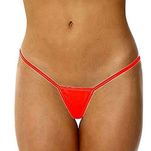 iEFiEL Damen Micro String Tanga Unterwäsche Slip Strings Dessous Lingerie Reizwäsche (One Size, Rot) von iEFiEL