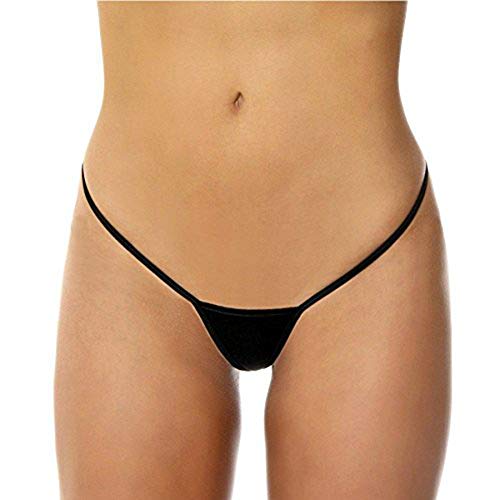 iEFiEL Damen Micro String Tanga Unterwäsche Slip Strings Dessous Lingerie Reizwäsche (One Size, Schwarz) von iEFiEL