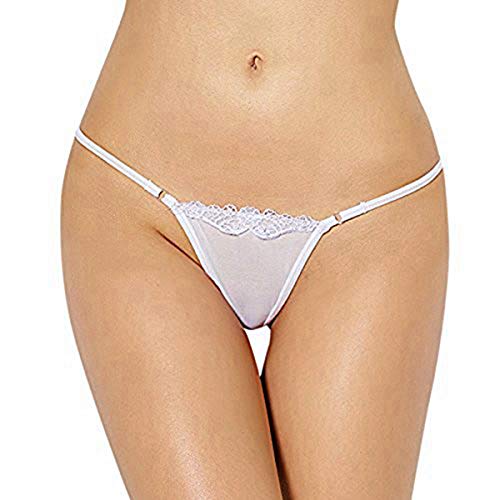 iEFiEL Damen Micro String Tanga Unterwäsche Slip Strings Dessous Lingerie Reizwäsche (One Size, Weiß) von iEFiEL