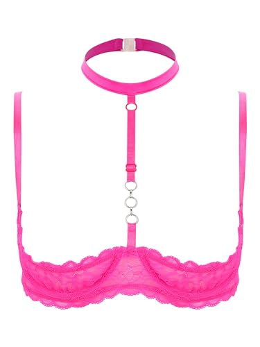 iEFiEL Damen Neckholder BH Hebe Spitze Bralett Mesh Lingerie Spaghettiträger Unterhemd Offene Nippel Lingerie Reizwäsche Rosa A XXL iEFiEL Damen Neckholder BH Hebe Spitze Bralett Mesh Lingerie Spaghettiträger Unterhemd Offene Nippel Lingerie Reizwäsche Rosa A XXL von iEFiEL