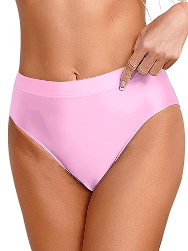 iEFiEL Damen Öl Slips Mini Unterhosen Kurz Wäsche EInfarbig Thong String Tanga Reizwäsche X Rosa XL von iEFiEL