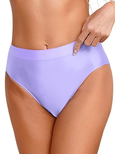 iEFiEL Damen Öl Slips Mini Unterhosen Kurz Wäsche EInfarbig Thong String Tanga Reizwäsche X Violett XL von iEFiEL