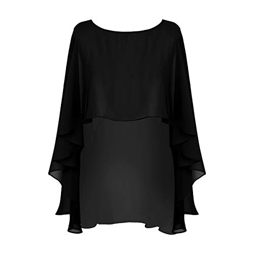 iEFiEL Damen Poncho Asymmetrisch Cape Eleganter Tolles Accessoire Umhängetuch Chiffonschal Bolero Für Abendkleid Hochzeit Braut Sommer Jacke Schwarz Einheitsgröße von iEFiEL