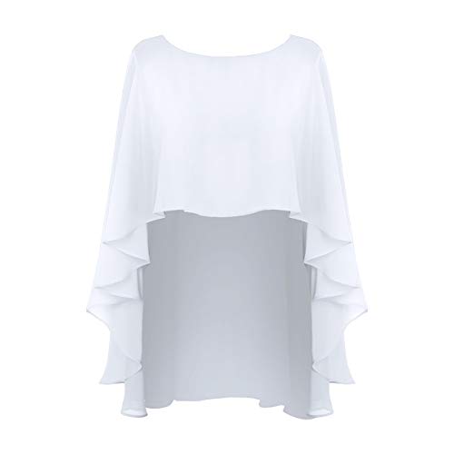 iEFiEL Damen Poncho Asymmetrisch Cape Eleganter Tolles Accessoire Umhängetuch Chiffonschal Bolero Für Abendkleid Hochzeit Braut Sommer Jacke Weiß Einheitsgröße von iEFiEL