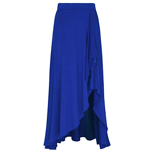 iEFiEL Damen Retro A-Linien Rock Hohe Taillen Lange Swing Midi-Rock Split Maxirock Ballett Latein Tanzrock Standard Ballsaal Walzer Tango Blau S von iEFiEL