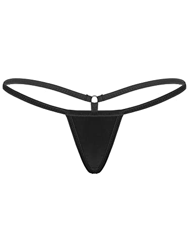 iEFiEL Damen Riemen G-String Tanga Low Rise Slips Atmungsaktiv Unterhosen Thong Panties Wäsche Kurz Bikinislips Schwarz Einheitsgröße von iEFiEL