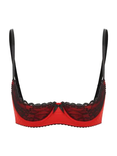 iEFiEL Damen Spitze BH Hebe Büstenhebe Bralette Unterbrust Push Up Bra mit Bügel und Spaghettiträger Unterhemd Lingiere Dessous Rot M iEFiEL Damen Spitze BH Hebe Büstenhebe Bralette Unterbrust Push Up Bra mit Bügel und Spaghettiträger Unterhemd Lingiere Dessous Rot M von iEFiEL