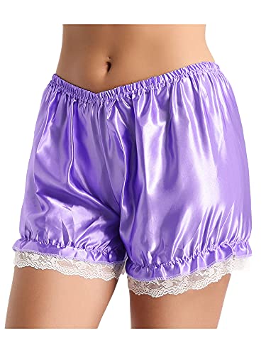 iEFiEL Damen Spitzen Panty Hipster Unterrock Sicherheits Unterhosen Shorts mit Rüschen Kurz Bloomer Shorts Weiß Schwarz X Lavendel Einheitsgröße von iEFiEL