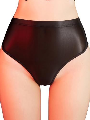 iEFiEL Damen String Transparent Unterhosen Nylon Höschen Reißverschluss Hipster Schlüpfer Glossy Shorts Nachtwäsche Xb Schwarz Einheitsgröße von iEFiEL