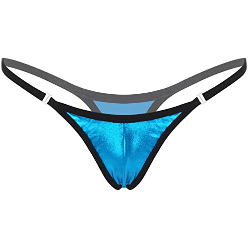 iEFiEL Damen Strings Tangas Mini Micro String Unterhose Sexy Panties Panty Unterwäsche mit Reißverschluss U Himmel Blau Metallic Einheitsgröße von iEFiEL