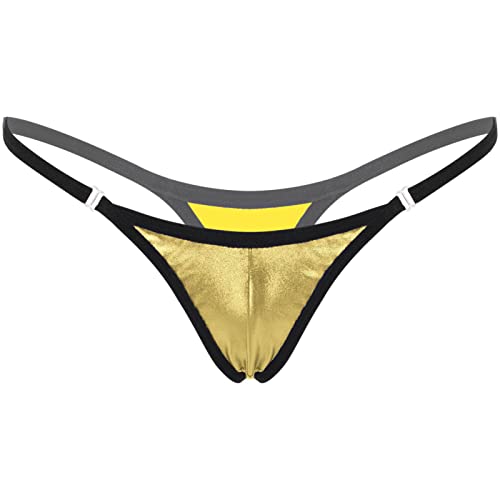 iEFiEL Damen Strings Tangas Mini Micro String Unterhose Sexy Panties Panty Unterwäsche mit Reißverschluss U Leichtes Gold Metallic Einheitsgröße von iEFiEL