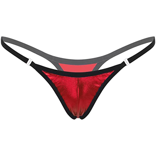 iEFiEL Damen Strings Tangas Mini Micro String Unterhose Sexy Panties Panty Unterwäsche mit Reißverschluss U Rot Metallic Einheitsgröße von iEFiEL