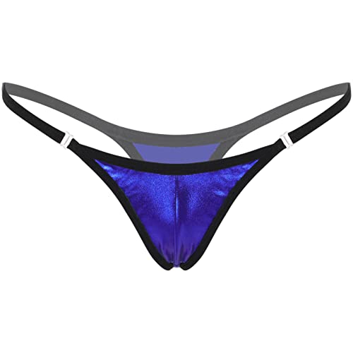 iEFiEL Damen Strings Tangas Mini Micro String Unterhose Sexy Panties Panty Unterwäsche mit Reißverschluss U Royal Blau Metallic Einheitsgröße von iEFiEL