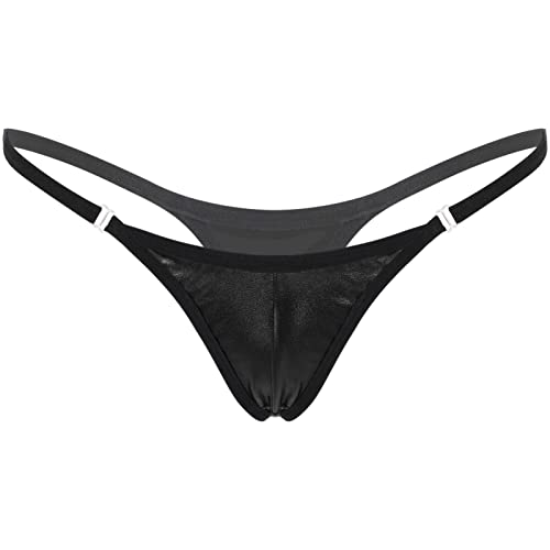 iEFiEL Damen Strings Tangas Mini Micro String Unterhose Sexy Panties Panty Unterwäsche mit Reißverschluss U Schwarz Metallic Einheitsgröße von iEFiEL