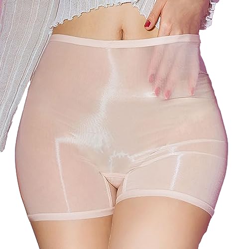 iEFiEL Damen Boxer Shorts Transparente Unterhosen Nylon Glossy Unterwäsche Glänzende Höschen Low Rise Atmungsaktiv Wäsche Xa Aprikose Einheitsgröße von iEFiEL