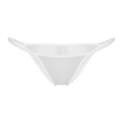 iEFiEL Damen Transparente Slips Riemen G-String Spitze/Mesh Unterwäsche Low Waist Untehosen Kurz Höschen Dessous White Mesh L von iEFiEL