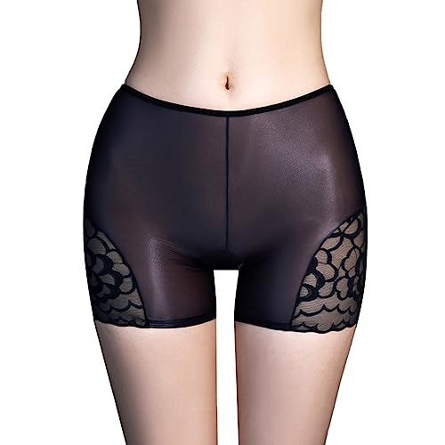 iEFiEL Damen Transparente Unterwäsche Mesh Boxershorts Offenen Schritt Shorts Reizwäsche Erotische Dessous Xa Schwarz Einheitsgröße von iEFiEL